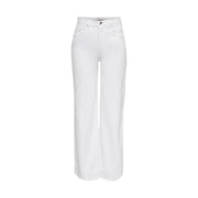Only women white cotton jeans stretch denim featuring wide-leg design with clean minimal stitching details