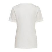 White short-sleeved cotton t shirt with a simple round neck design for women only article 15244714