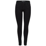 Only women’s black skinny jeans in comfort denim featuring a sleek form-fitting design for fall winter wear