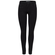 Only women’s black skinny jeans in comfort denim featuring a sleek form-fitting design for fall winter wear