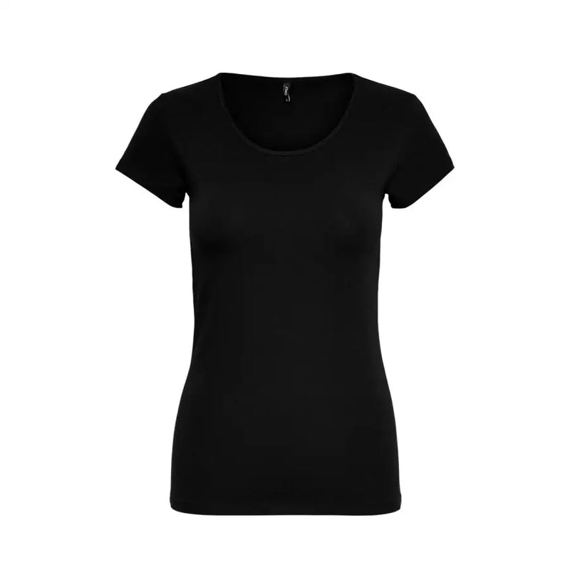 Only Schwarzes, kurzärmeliges Damen-T-Shirt aus Baumwolle mit Rundhalsausschnitt und bequemer, lässiger Passform