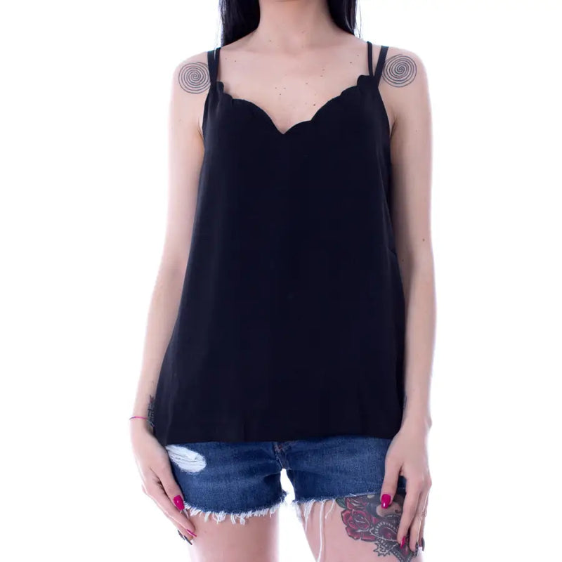 Black scalloped-edge camisole top with thin straps by only designed for spring wear