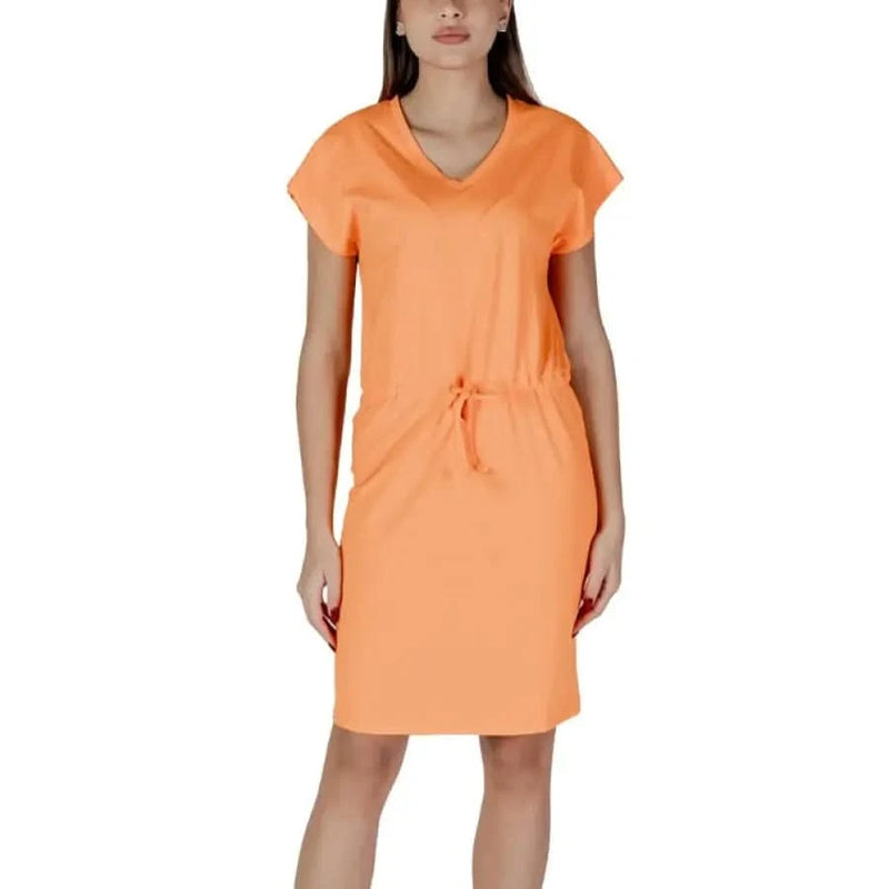 Orange V-Neck Short Dress for Women by B.young Orange V-Neck Short Dress for Women by B.young