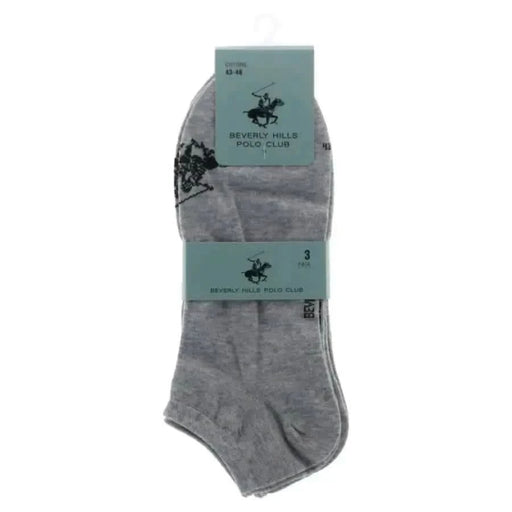 Dreierpackung grauer Knöchelsocken mit Beverly Hills Polo Club Markenbildung