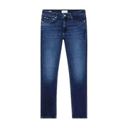 Dark blue straight leg denim jeans by Calvin Klein for men, stylish and versatile