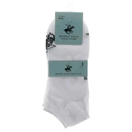 Weiße Knöchelsocken mit Beverly Hills Polo Club Logo und Verpackung für Herrenunterwäsche