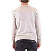 Paolo Pecora cotton sweater for men in beige with ribbed cuffs and hem, front view