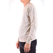 Paolo Pecora cotton sweater model name for men in beige ribbed knit with crew neckline front view