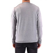 Baumwollpullover von Paolo Pecora für Herren in grauem Melange-Ton mit gerippten Bündchen und Saum, Vorderansicht