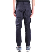 Paolo pecora men blue cotton stretch trousers featuring dark navy slim-fit denim jeans with subtle stitching details