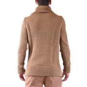 Paolo Pecora men knitwear camel wool turtleneck sweater featuring tan textured knit with ribbed hem and cuffs