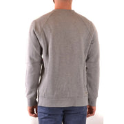Paolo pecora men knitwear grey geometric wool round neck heathered long-sleeved sweatshirt with ribbed cuffs and hem