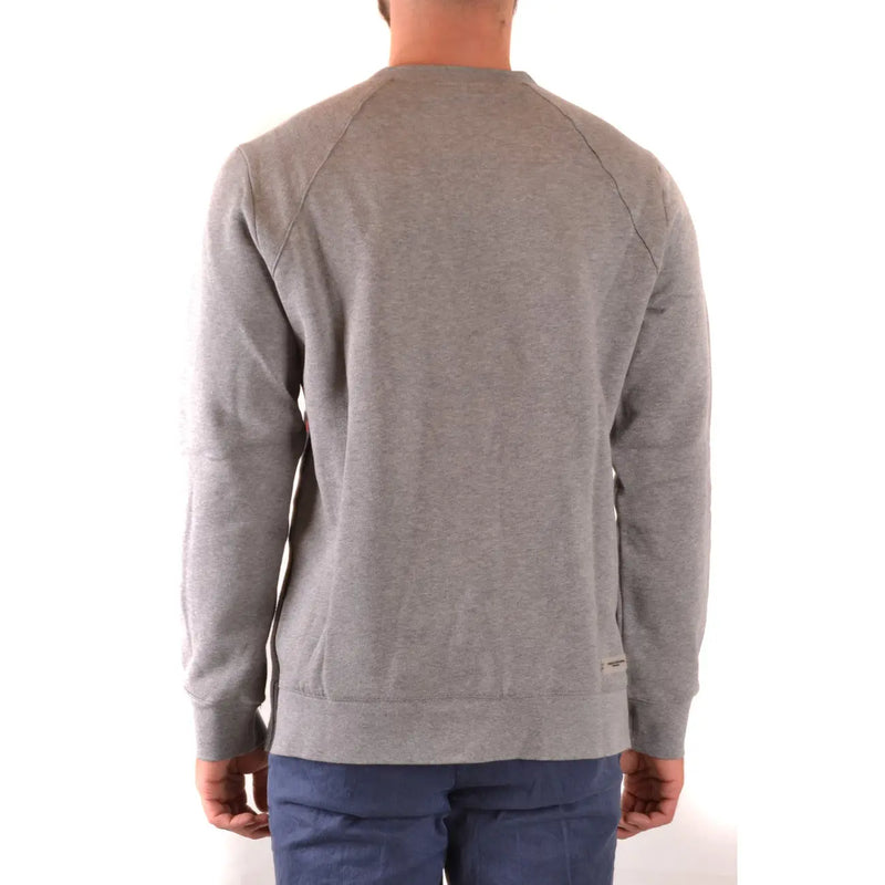 Paolo pecora men knitwear grey geometric wool round neck heathered long-sleeved sweatshirt with ribbed cuffs and hem