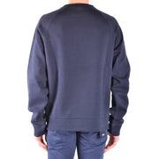 Paolo Pecora men sweatshirt dark navy blue cotton crewneck with ribbed cuffs hem and subtle shoulder seam detailing