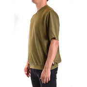 Olive green short-sleeved crewneck t-shirt with relaxed fit and ribbed hem by paolo pecora men tshirt