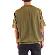 Paolo Pecora men t-shirt olive green short-sleeved with relaxed fit and ribbed hem for casual wear