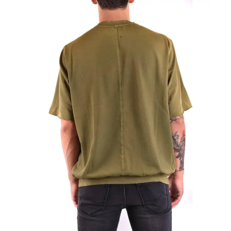 Paolo Pecora men t-shirt olive green short-sleeved with relaxed fit and ribbed hem for casual wear