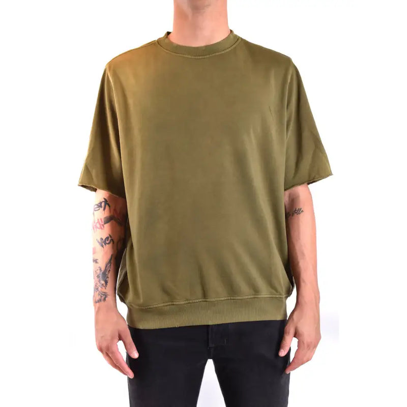 Paolo Pecora men t-shirt olive green oversized crewneck sweatshirt designed for casual comfort and style