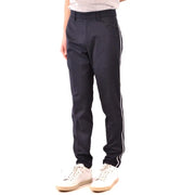 Paolo Pecora men trousers in black athletic fabric with white side stripes for casual and sportswear use