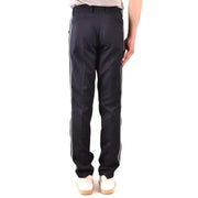 Black Paolo Pecora men trousers featuring white side stripes made from premium fabric for stylish casual wear