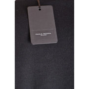 Pull en laine Paolo Pecora pour homme, en tissu texturé noir avec étiquette de marque noire mate, vue détaillée