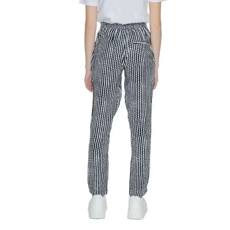 Patterned black and white Only Women Trousers with vertical stripes