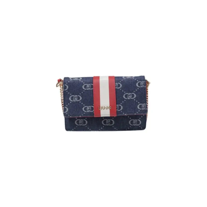 Patterned navy blue clutch with chain strap from the Navy Blue and Red Handbag Collection