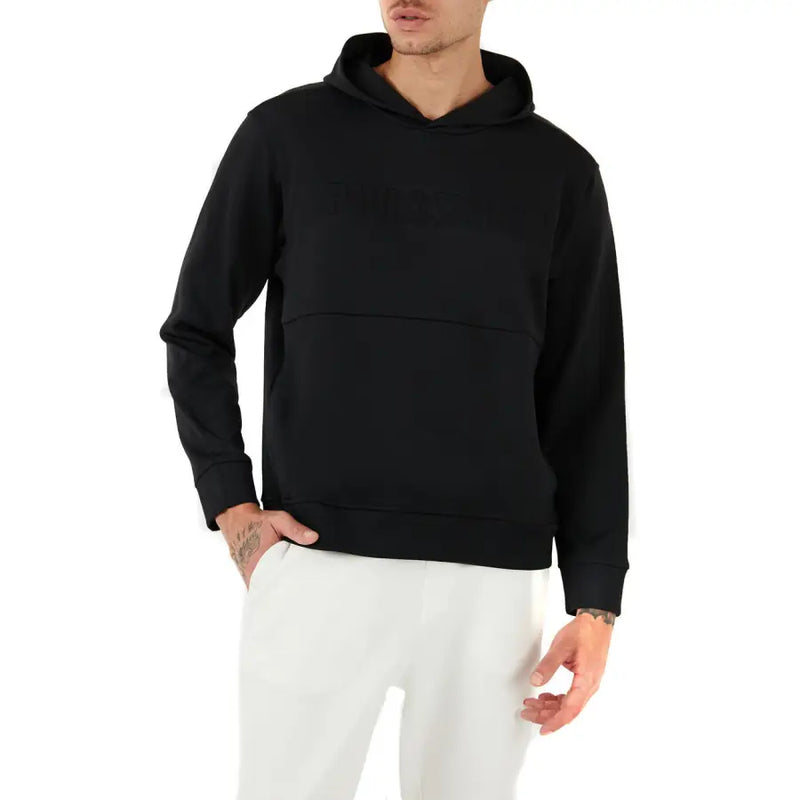 Paul&shark Schwarzer Herren-Kapuzenpullover mit dezentem, strukturiertem Logo und gerippten Bündchen aus komfortablem Material