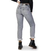 Pepe Jeans women grey cotton jeans with classic five-pocket styling light-wash straight-leg rolled cuffs