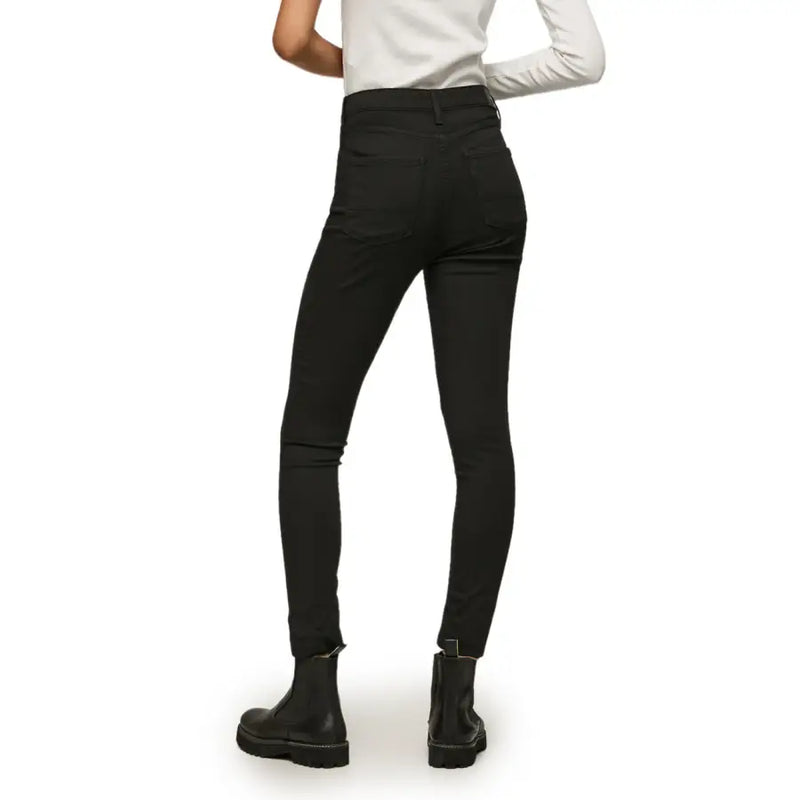 Pepe Jeans women’s black denim high-waisted skinny jeans with a sleek form-fitting design for spring and summer
