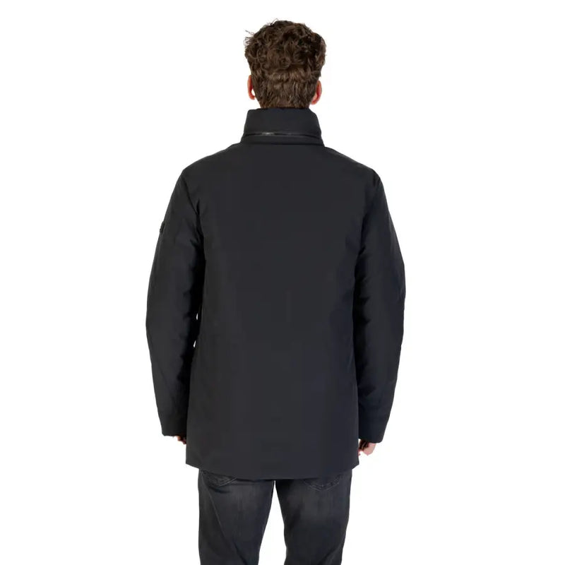 Men’s black insulated winter coat from Peuterey Men Long Turtleneck Zip Blazer Fall Winter
