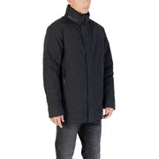 Men’s black puffer jacket with high collar and zipper details from Peuterey Men Fall Winter collection