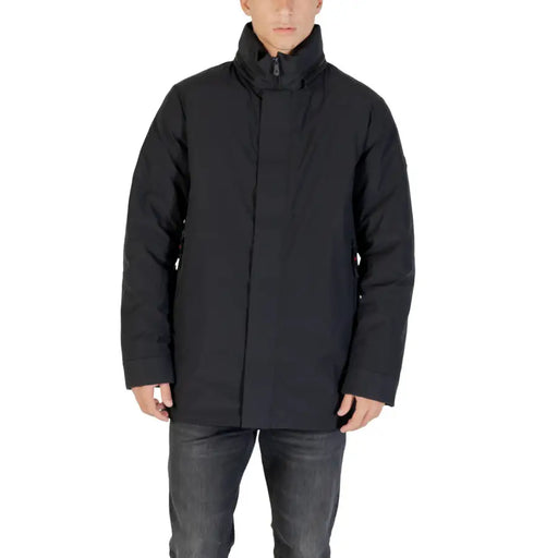 Men’s black puffer jacket with high collar and concealed zipper for Peuterey Men Fall Winter collection