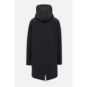 Peuterey men blazer black hooded winter coat with sleek minimalist design and subtle vertical seam detailing