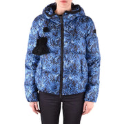 Peuterey Damen-Steppjacke mit Kapuze und Schlangenmuster, blau, Vorderseite
