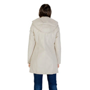 Beige hooded coat with sleek modern design and subtle seam detailing from peuterey women white blazer zip hood polyamide