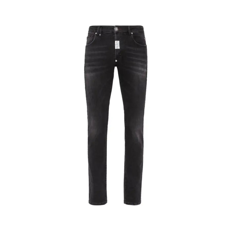 Dark grey slim-fit denim jeans with subtle fading from Philipp Plein for women