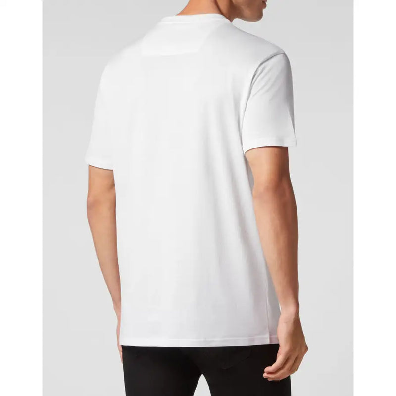 Philipp Plein Men t-shirt Weißes, kurzärmeliges Baumwoll-Freizeitshirt mit Rundhalsausschnitt, Vorderansicht