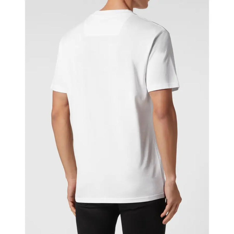 Philipp Plein homme coton blanc t-shirt avec un simple col rond et des manches courtes