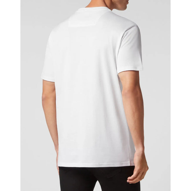 Philipp plein men t-shirt white short-sleeved crew neck cotton casual wear front view