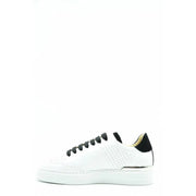 Weiße Philipp Plein Leder-Sneaker für Damen mit schwarzen Schnürsenkeln, seitlichen Perforationen und kontrastierender schwarzer Fersenlasche
