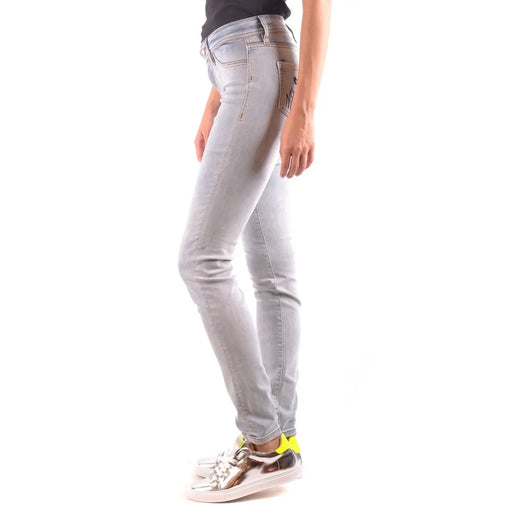 Philipp Plein Damen-Jeans aus hellblauem Baumwoll-Denim mit schmaler Passform und dezenten Ziernähten