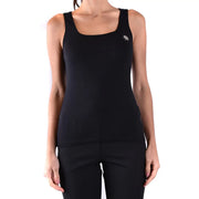 Philipp Plein women tank top black cotton sleeveless with square neckline and subtle logo on upper left side