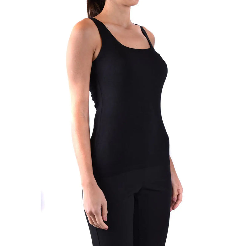 Black sleeveless tank top with square neckline and fitted silhouette made of cotton by Philipp Plein women collection