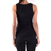 Philipp plein women tank top black cotton sleeveless with rounded neckline and subtle ruching along the sides