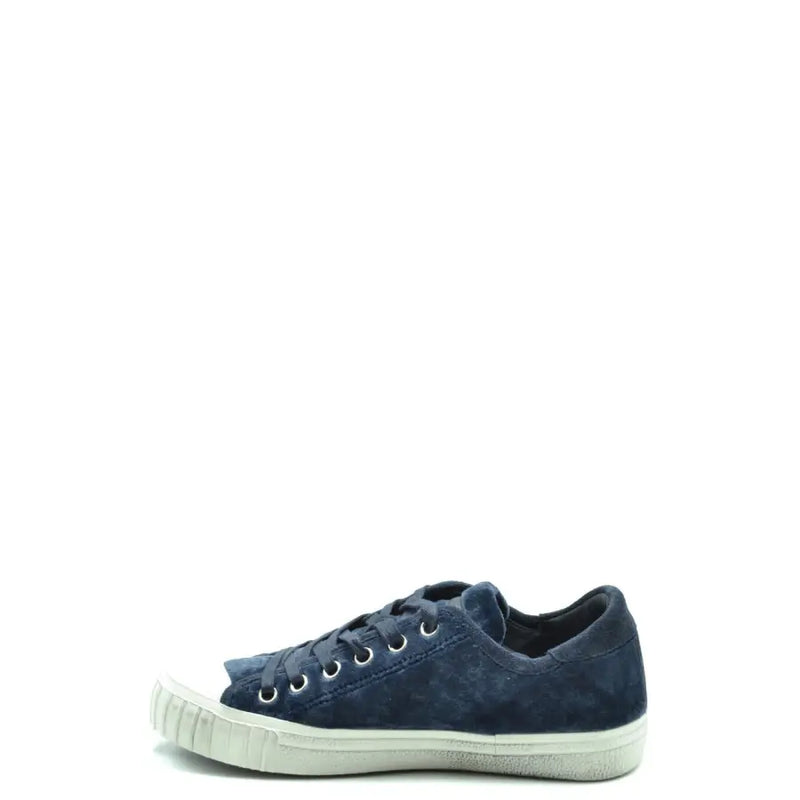 Marineblaue Wildleder-Sneakertop Philippe Model Sneaker für Damen mit weißer Gummisohle und Zehenkappe, Frühlings- und Sommerstil