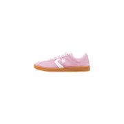 Pink Converse Women Suede Lace Up Winter Sneakers with White Star Logo and Brown Gum Sole