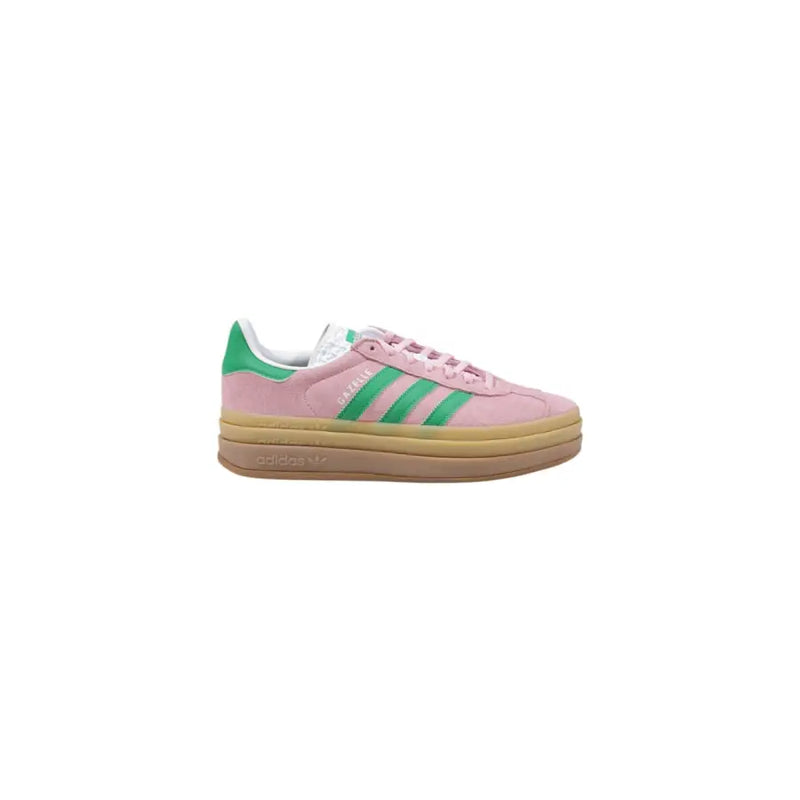 Pink and green Adidas Gazelle Bold sneakers with stacked gum sole for women