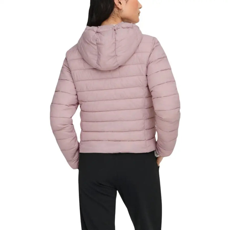 Zartrosa Steppjacke mit passender Kapuze, Reißverschluss und Taschen für Damen