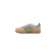 Pink suede platform sneakers with green stripes and heel tab from Adidas Women collection